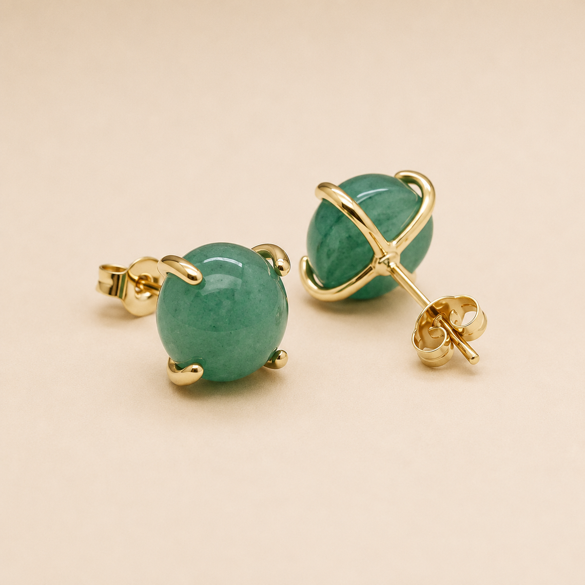 Green Aventurine Stud Earrings