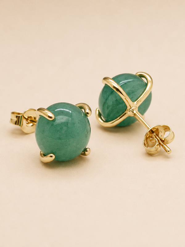 Green Aventurine Stud Earrings
