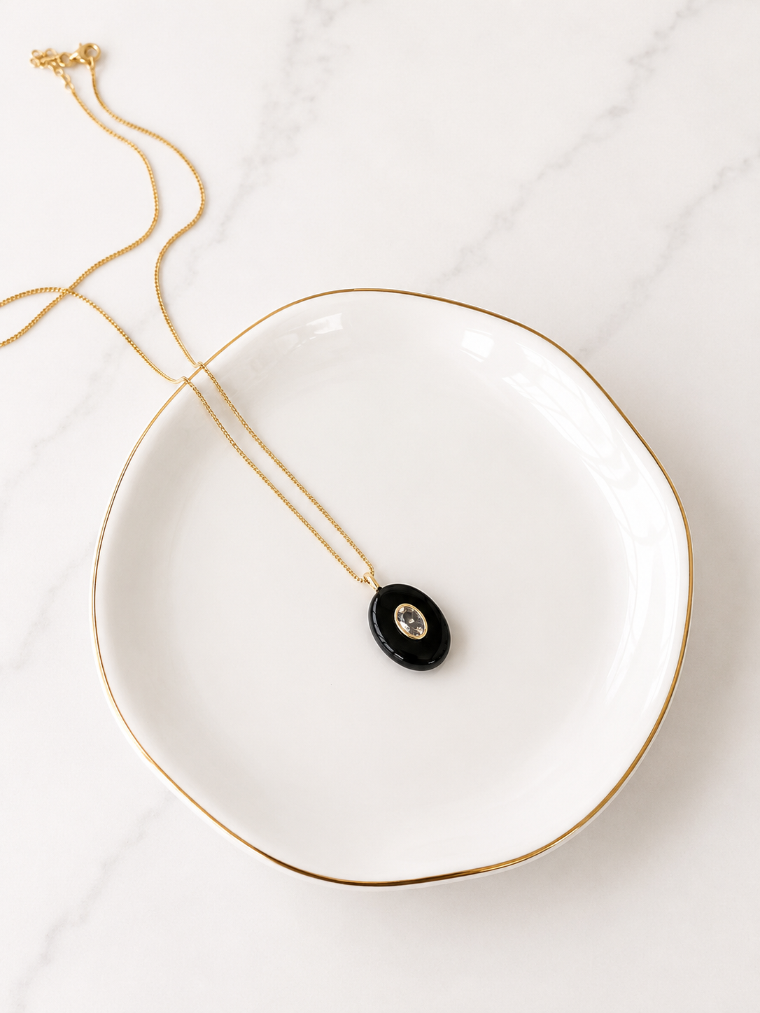 Black Onyx Oval Pendant Necklace