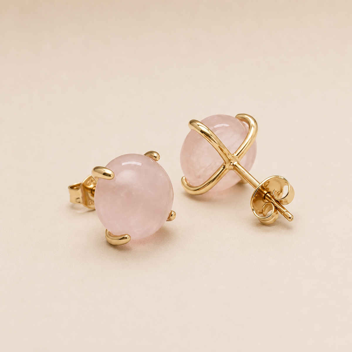 Rose Quartz Stud Earrings