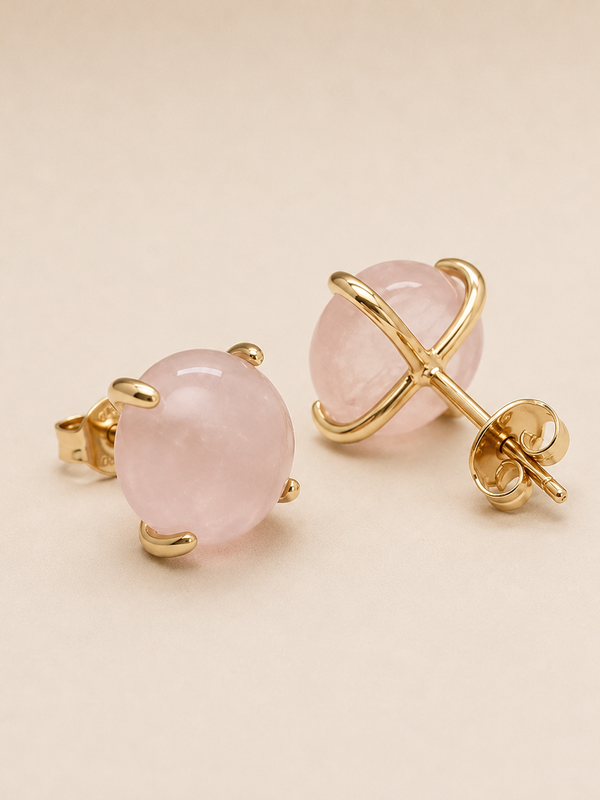 Rose Quartz Stud Earrings