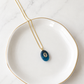 Blue Apatite Oval Pendant Necklace