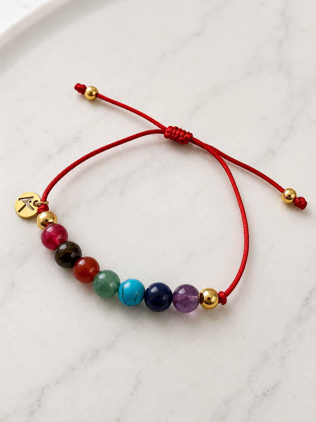 7 Chakras Gemstone with Red String Bracelet