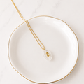 White Quartz Oval Pendant Necklace
