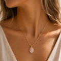 Rose Quartz Oval Pendant Necklace