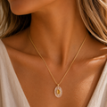 White Quartz Oval Pendant Necklace