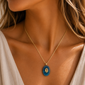 Blue Apatite Oval Pendant Necklace