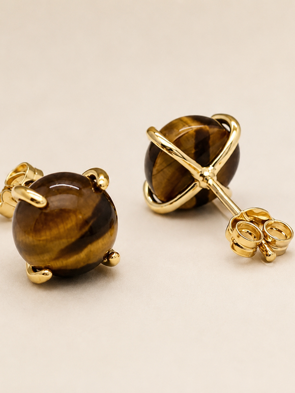 Tiger Eye Stud Earrings