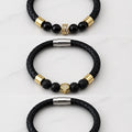 Natural stone leather bracelet