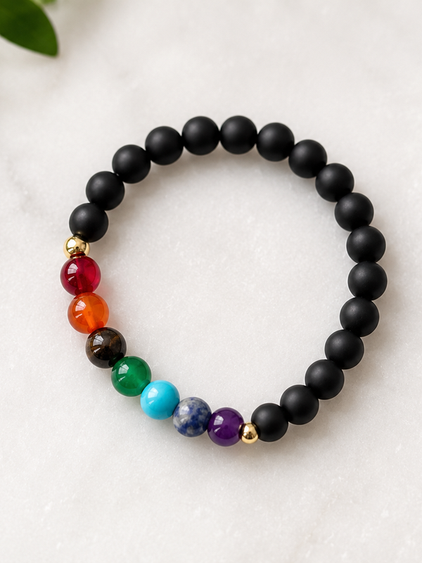 7 Chakras Gemstone with Onyx bracelet
