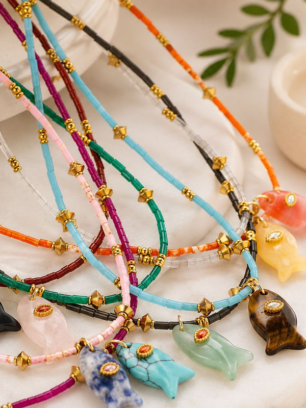 Gemstone Fish Necklace