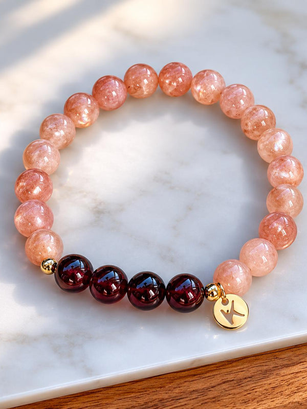 Sunstone + Garnet Bracelet