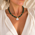 Green Jade & White Quartz Necklace